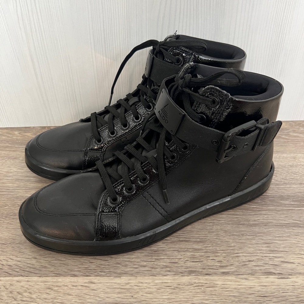 Aldo Men's Glossy Black High-Top Sneakers - Picture 6 of 10